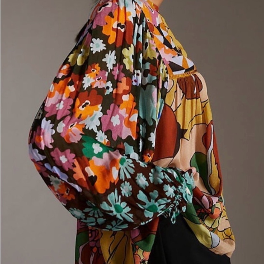 NWT Anthropologie Bl-nk Miranda Peasant Top Rarer size Large - Picture 3 of 5